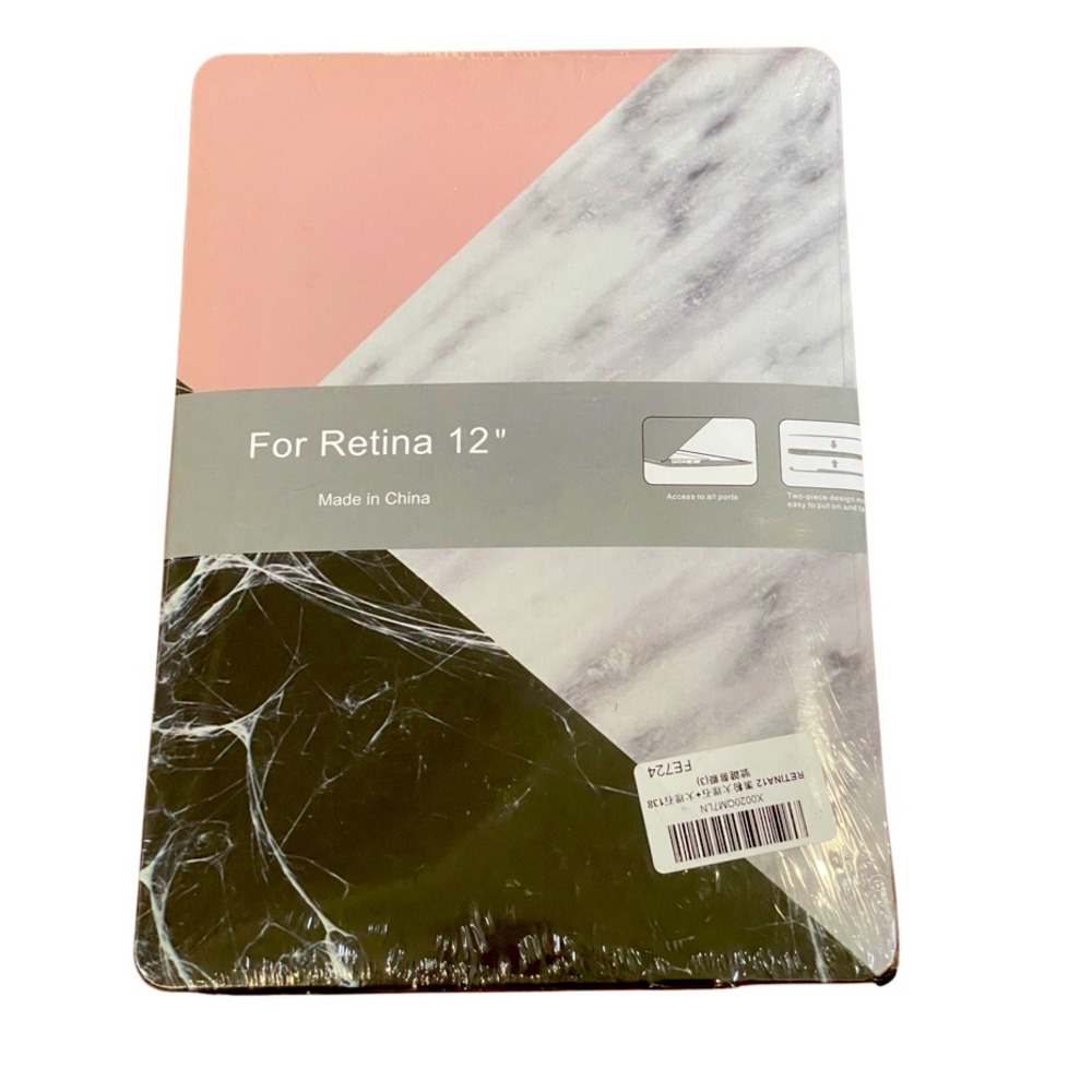 MacBook Retina 12 case two piece thin lightweight pink black gray marble design